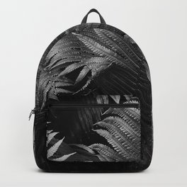 Leaves of green fern nature portrait black and white photograph / photography Backpack