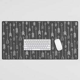 seamless pattern with hand drawn arrows on black background. Scandinavian style texture. Desk Mat