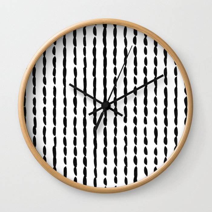 Vertical Black Ink Dash Lines Wall Clock