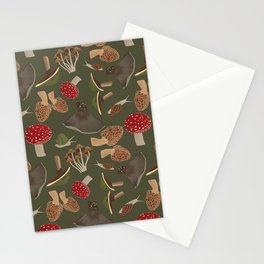 Tossed Mushrooms - dark green Stationery Card