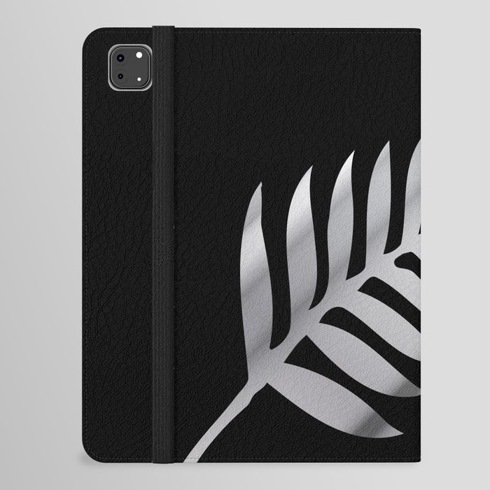 Silver Fern of New Zealand On Black iPad Folio Case