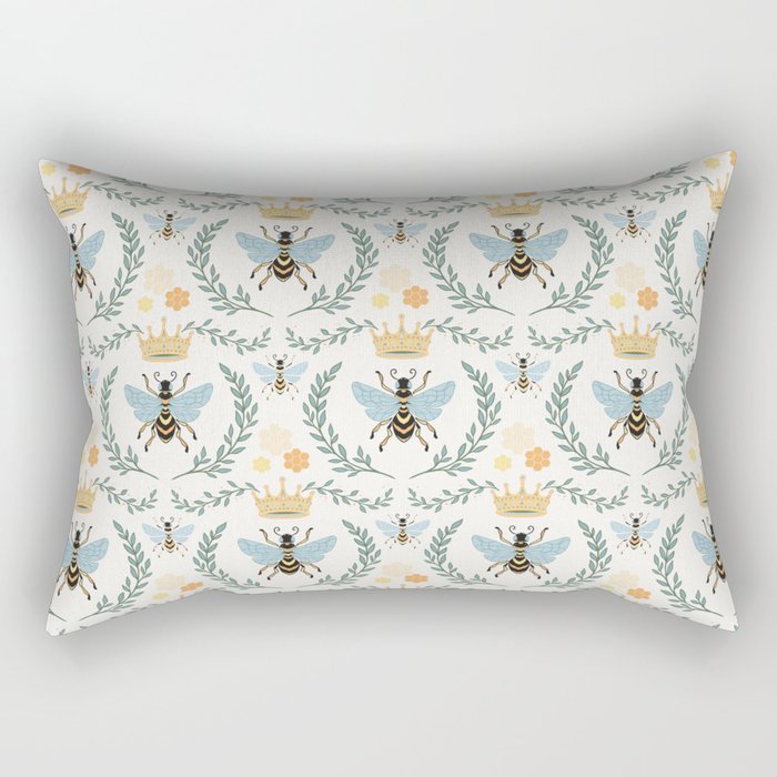 Queen Bee with Gold Crown and Laurel Frame Rectangular Pillow