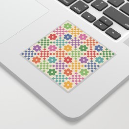 Colorful Flowers Double Checker Sticker