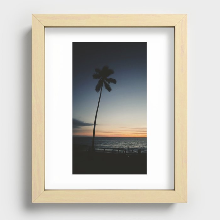 Sunset Palm Tree Recessed Framed Print