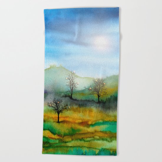Christmas In The Woods Beach Towel