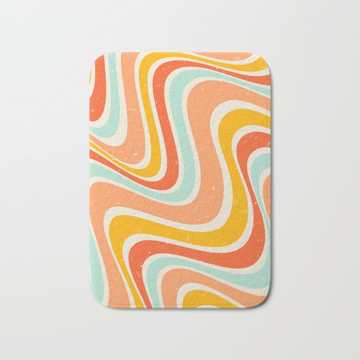 Psychedelic 1960s Groove Pattern Bath Mat