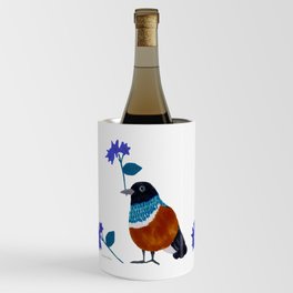 Flower Giving Bird - Blue and White Wine Chiller