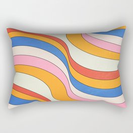 Retro Waves Rectangular Pillow | Bright, Color, Liquid, Shapes, Art, Swirl, Wavy, 70S, Pattern, Bauhaus 