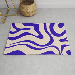 Modern Liquid Swirl Abstract Pattern Square in Cobalt Blue Area & Throw Rug