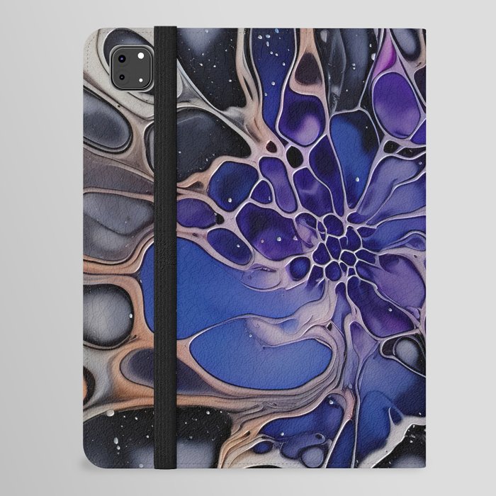 Abstract purple blue flower poured paint  iPad Folio Case