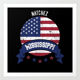 Natchez Mississippi Art Print | Natchez, Usa Flag, Mississippi, Natchez City, Mississippi Ctiy, Natchez Day Gifts, Graphicdesign, Mississippi State, Natchez Usa Flag, America 