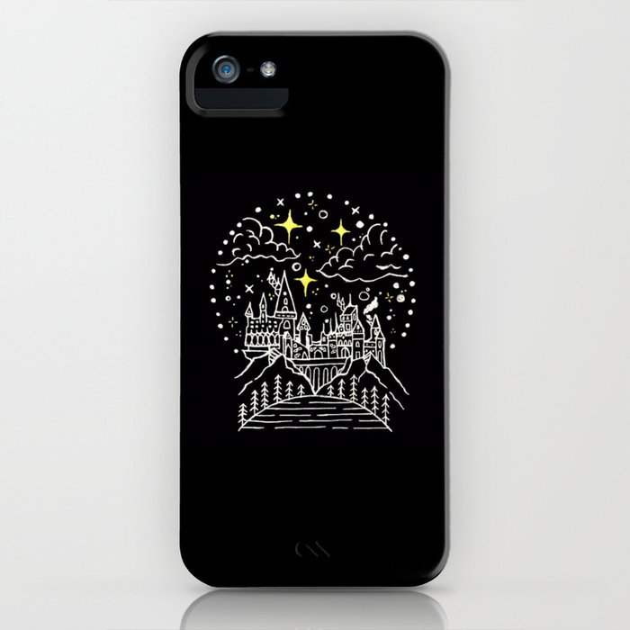 hogwarts castle illustration iphone case