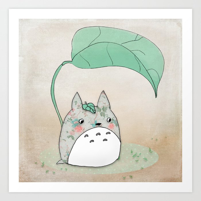 Floral Totoro Art Print