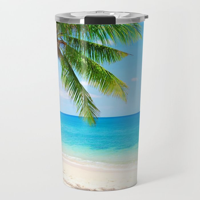 palm tree by the beach Travel Mug