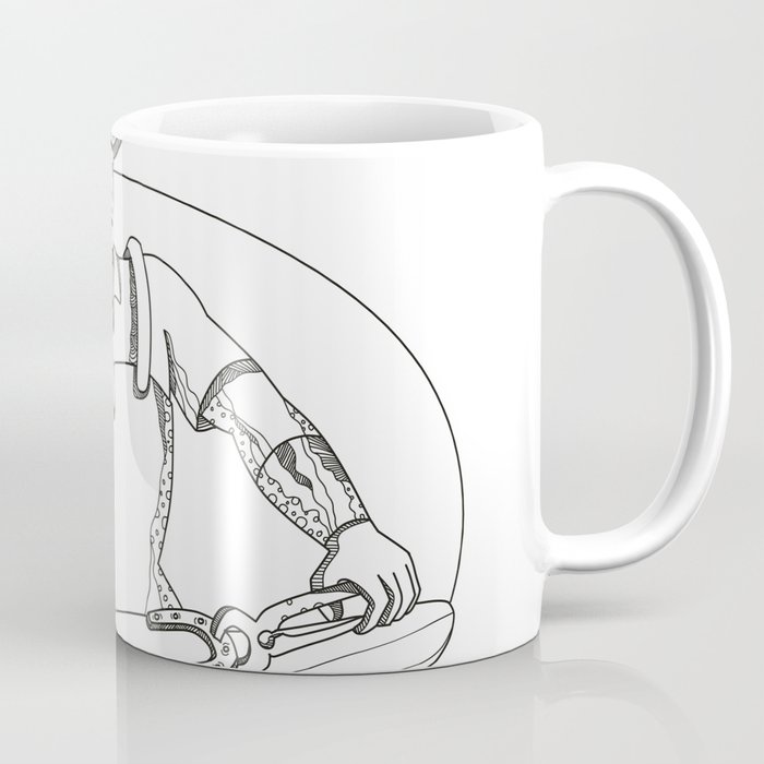 Farrier Wielding Hammer Oval Doodle Art Coffee Mug