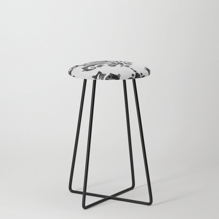 Black and White Damask Counter Stool