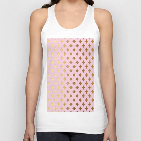 Queenlike- pink and gold elegant quatrefoil ornament pattern Unisex Tank Top