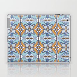 Ocean blue and orange flowy pattern Laptop Skin