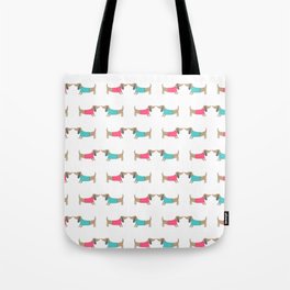 Cute dog lovers in white backgound Tote Bag