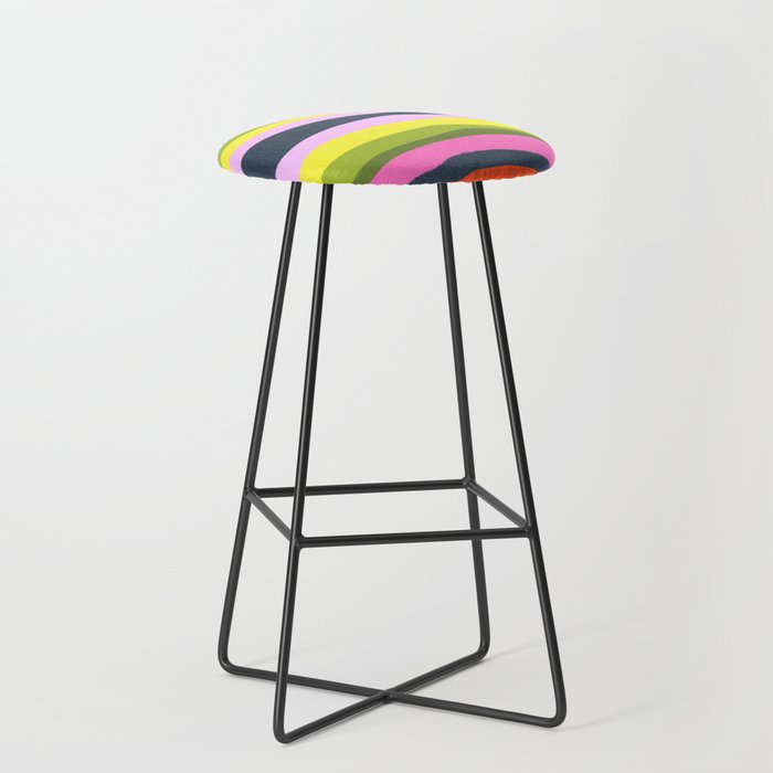 Cheerful 70’s Spring Stripes Retro Abstract Bar Stool