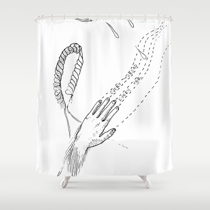 Drippy Hands and Rope Illustration Shower Curtain
