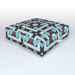 Moroccan Red, Turquoise, Black, and Cream Outdoor Floor Cushion