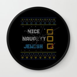 Funny Nice Naughty Jewish Menorah Hanukkah Wall Clock