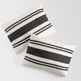 White and black retro 60s minimalistic stripes Pillow Sham