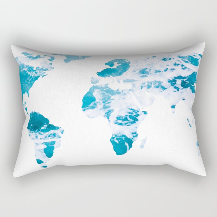 World Map Ocean Waves Rectangular Pillow