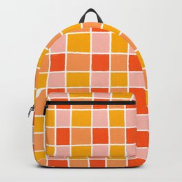 Groovy Retro 70s Grid Wavy Pink Orange Yellow Backpack