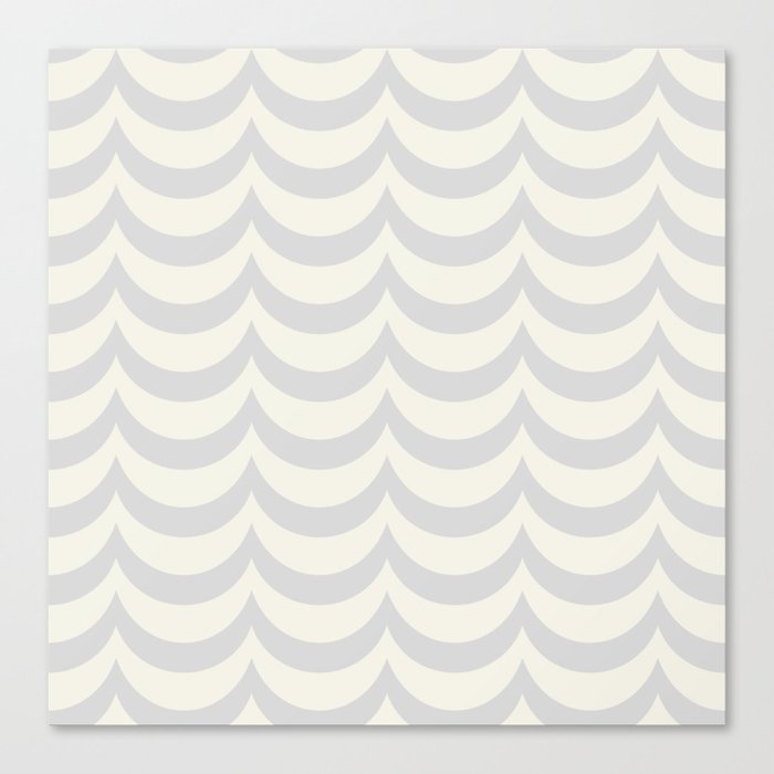 Pastel Silver Grey and Antique White Wave Pattern Canvas Print