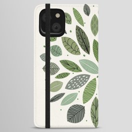 Mid-Century Green Leaves iPhone Wallet Case