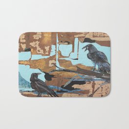 Romeo & Juliette Bath Mat | Wildlife, Collage, Nature, Ravens, Birds, Paper, Painting, Abstract, Crows 