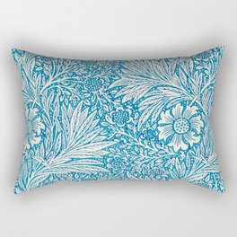  William Morris Blue Marigold Floral Pattern Vintage Victorian Botanical Design Rectangular Pillow