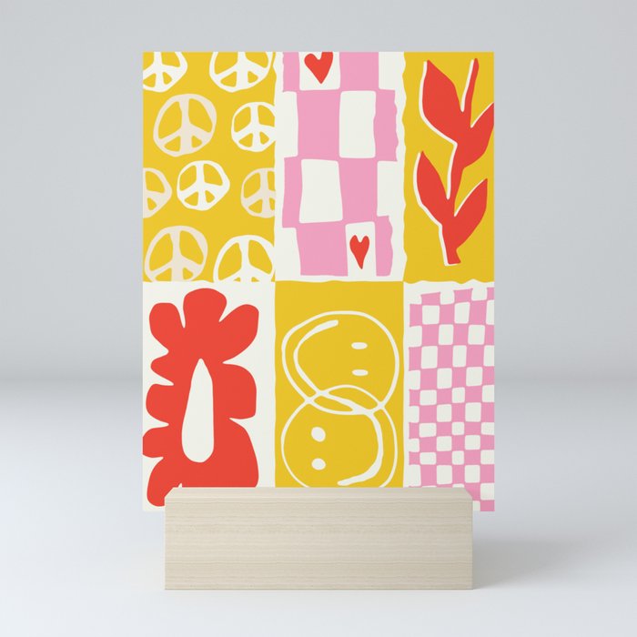Happy Colorful Pattern Block  Mini Art Print