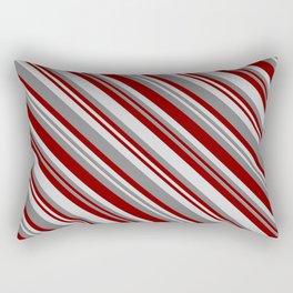 [ Thumbnail: Grey, Maroon, and Light Gray Colored Stripes Pattern Rectangular Pillow ]