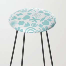 Natural Miscellany Pattern in Pale Pastel Turquoise Teal Blue  Counter Stool
