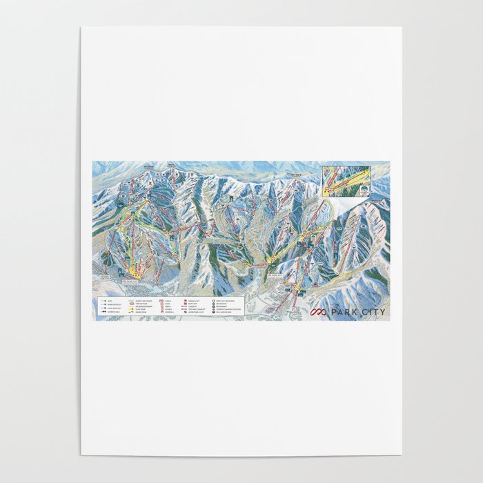 Park City Utah Trail Map Ski Snowboard Poster
