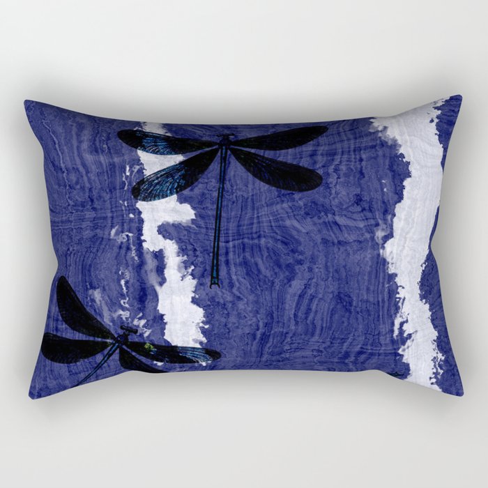 Indigo and Dragonflies Rectangular Pillow