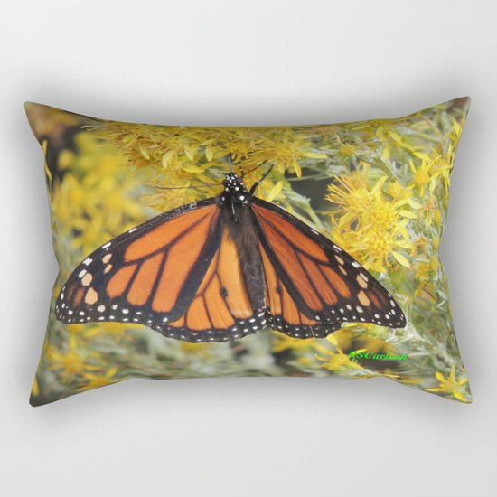 Monarch on Rubber Rabbitbrush Rectangular Pillow