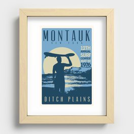 Montauk Ditch Plains Retro Vintage Surf Recessed Framed Print