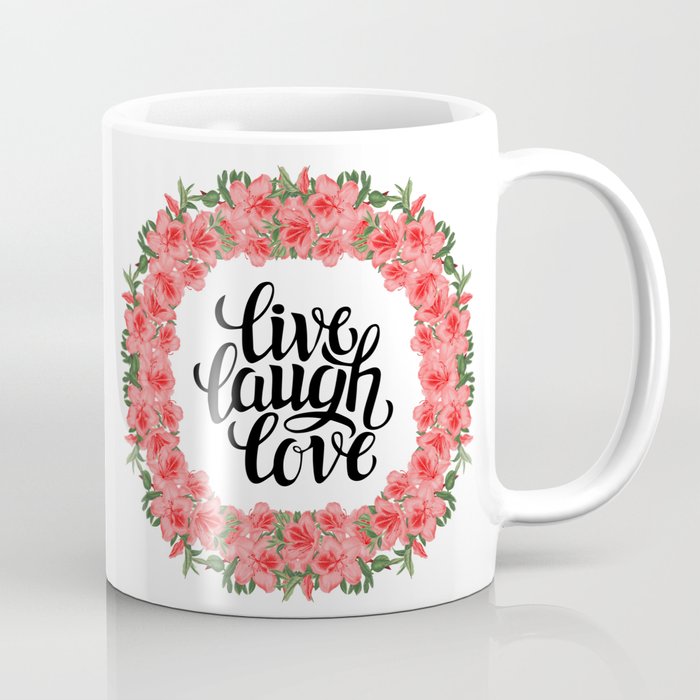 Live, Laugh and Love Floral Wreath Coffee Mug