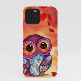 Owl's First Fall Leaf iPhone Case