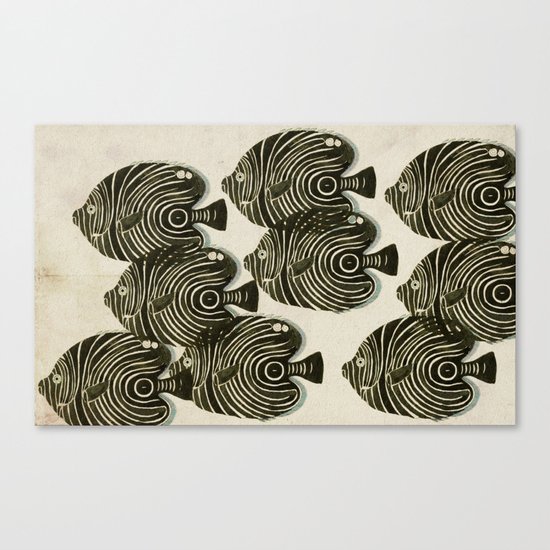 Shoal of Black Fish Canvas Print