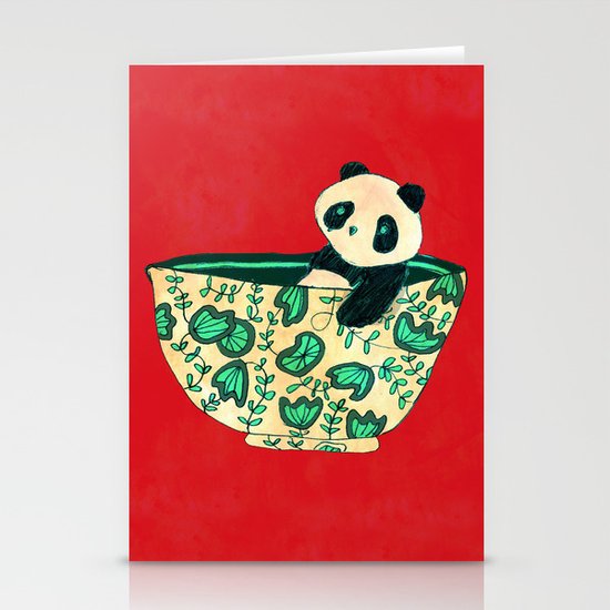Dinnerware sets - panda in a bowl Stationery Cards