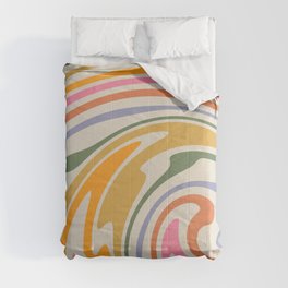 Rainbow Swirl Abstract Retro 70s  Comforter