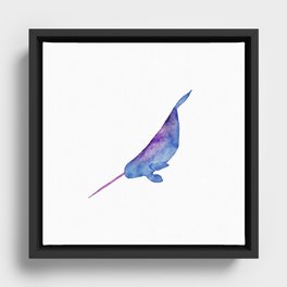 Watercolor Narwhal Framed Canvas