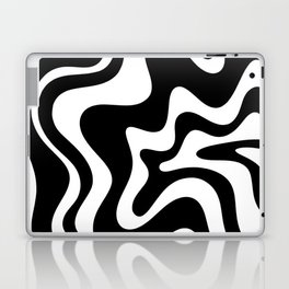 Liquid Swirl Abstract Pattern in Black and White Laptop Skin