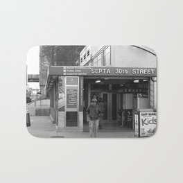 Man Outside 30th Street Station Bath Mat | Transportation, Streetphotography, Photo, Septa 