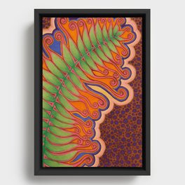 Modern Colorful Bright Fern Drawing Framed Canvas